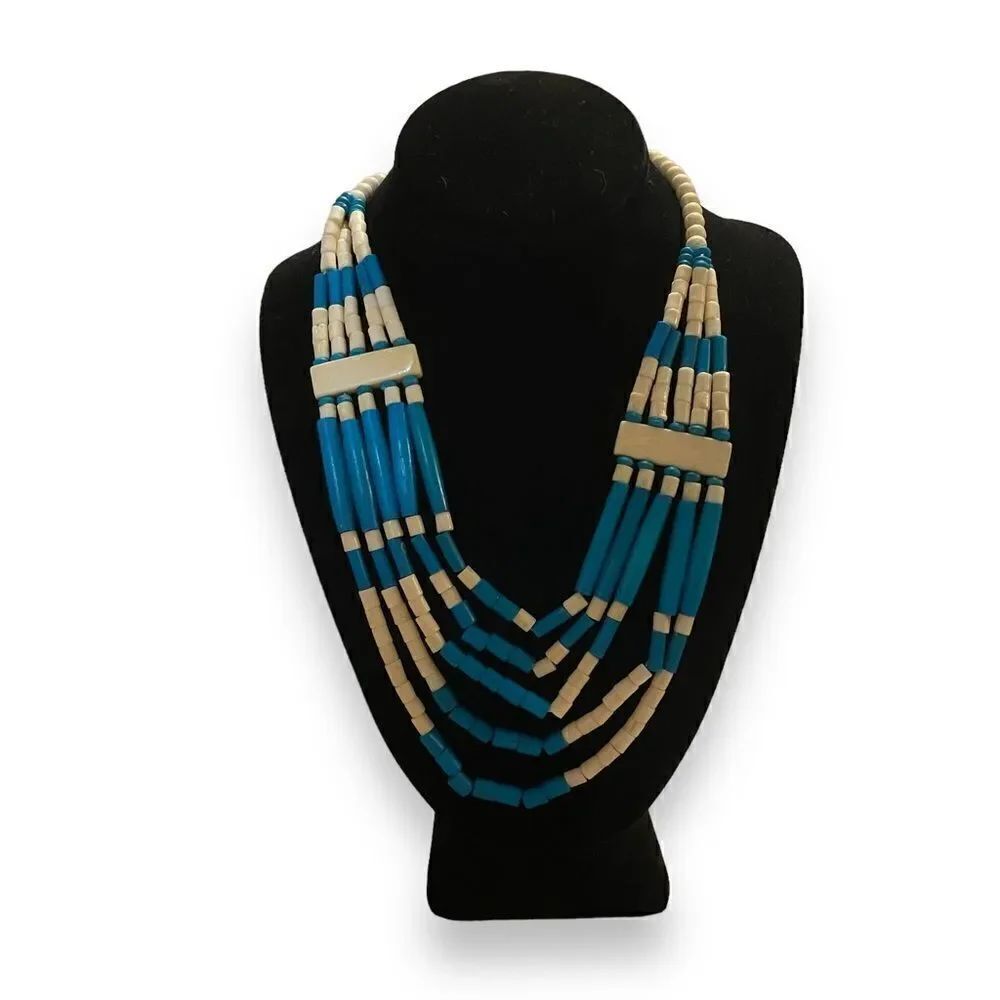 Vintage Plastic Beaded Multi-strand Necklace